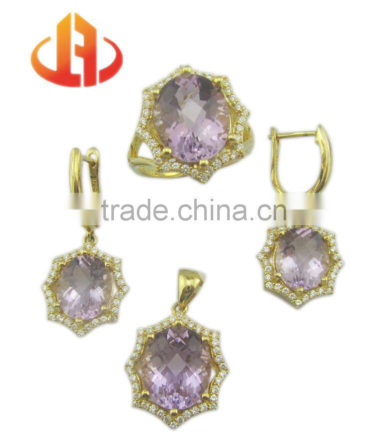 New arrival gold plated handmade silver jewelry set