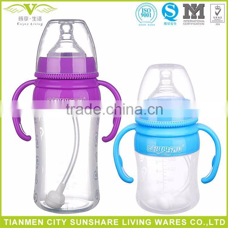 Soft Silicone Baby Feeder Bottle, Innocuous Silicone Baby Feeding Bottles With PP Cover And Handle