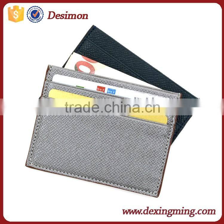 Leather Unisex Card Case Slim Super Thin 6 Slots Compact Wallet holder