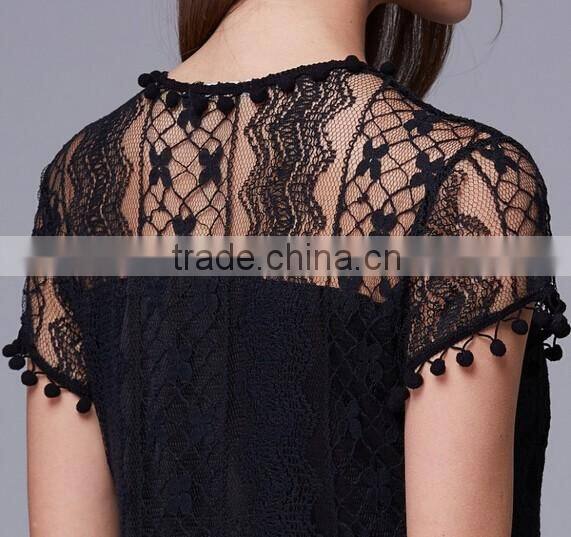 Latest design Lady's tassel sexy lace evening dress/
