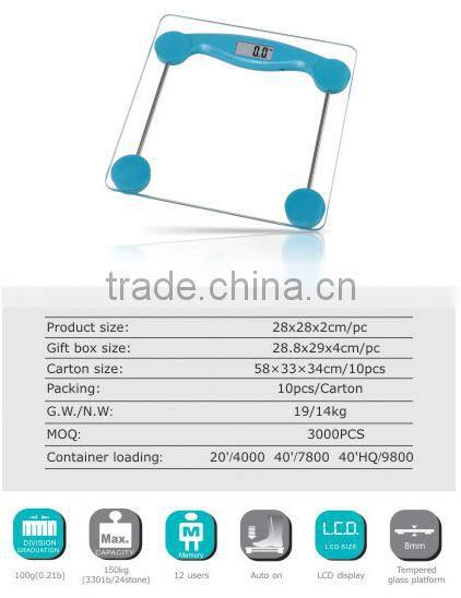 6in1 150KG DIGITAL ELECTRONIC LCD BMI CALORIE BODY FAT BATHROOM WEIGHING SCALE GLASS Scale, fat, water, muscle, calorie