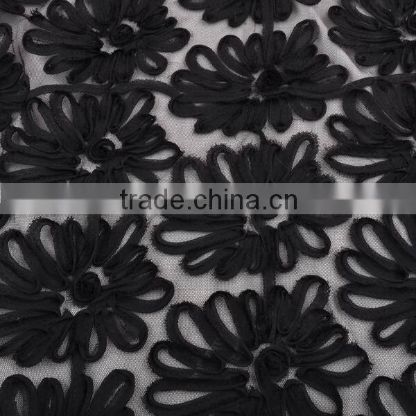 eletant shape chiffon ribbon flower embroidery lace for girl dress