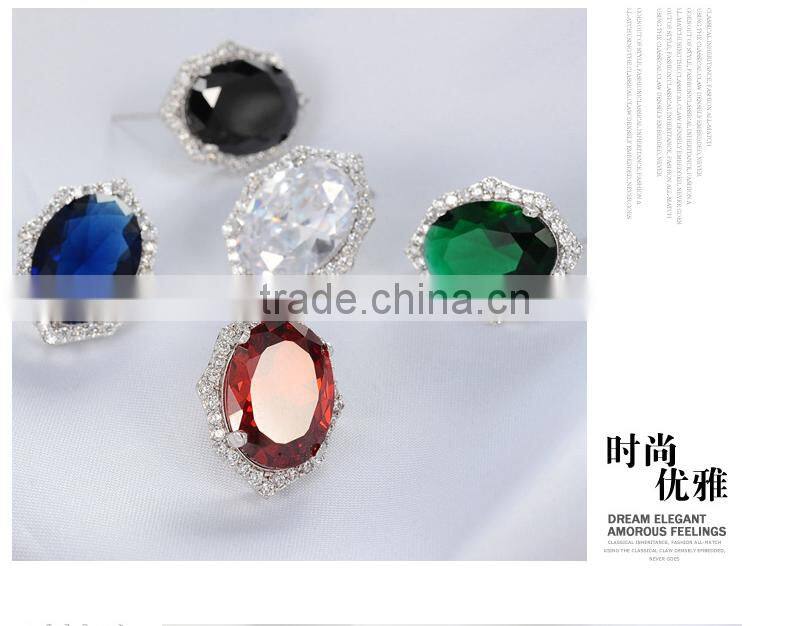 ED-57 Crystal Micro Paving Brass Material Top Quality White Gold Plated AAA Zircon Earring