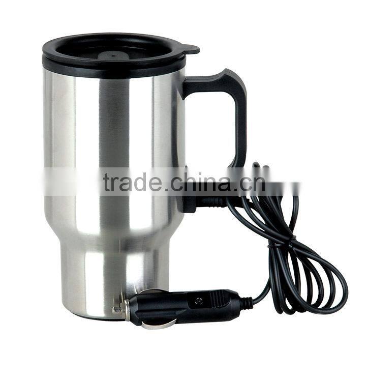 Double wall stainless steel electric auto mug &inside pp outside S/S with usb