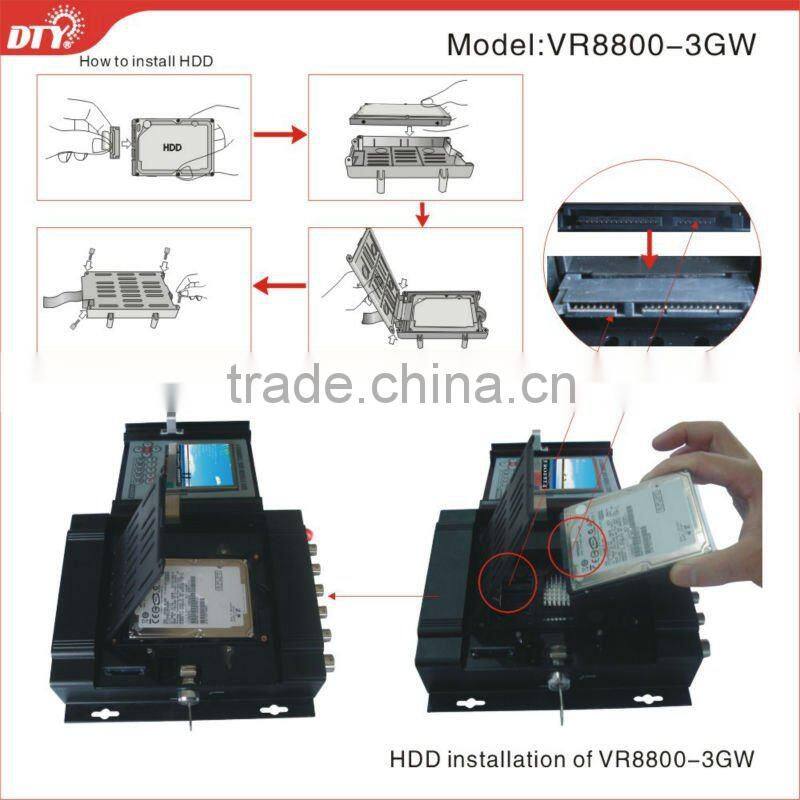 2015 DTY Factory 4 channel IE PC Android control MDVR with GPS 3G supporting free CMS software ,VR8800-3GW