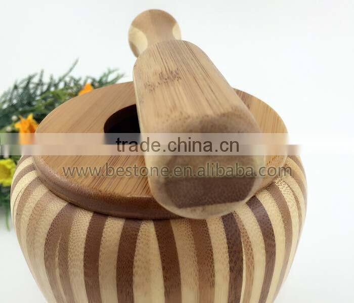 Custom Logo Bamboo Garlic Masher with Lid