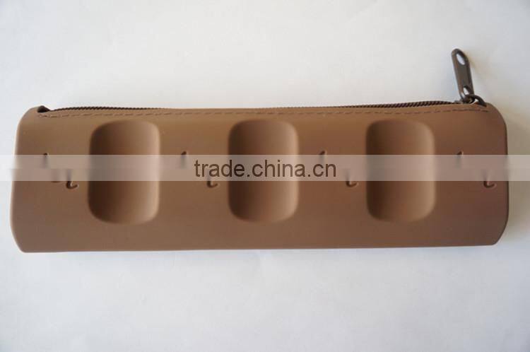 Hot Sales Fashion Chocolate Silicone Rubber Pencil Case