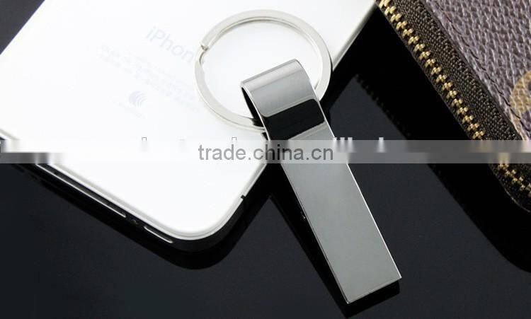 Stainless steel material promotional gift customized laser engraving logo chrome color keychain ring usb flash memory stick