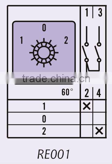 25A 2-CELL 4POS Reversing Cam Switch