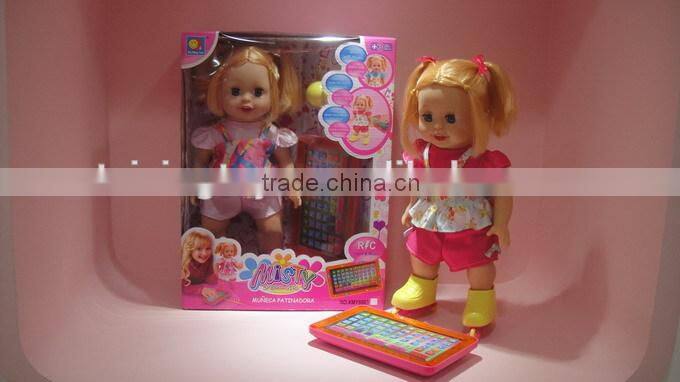 2015 HOT SELL 15 Inch Skiing flashing doll with music foot and hand can move