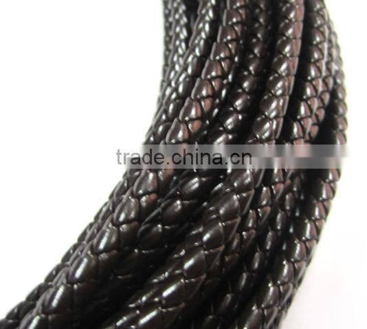 OEM welcome popular round braid PU/genuine leather cords for jewelry making
