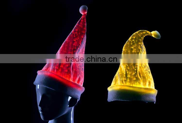 Optical Fiber Fabric luminous lighting led santa claus hats