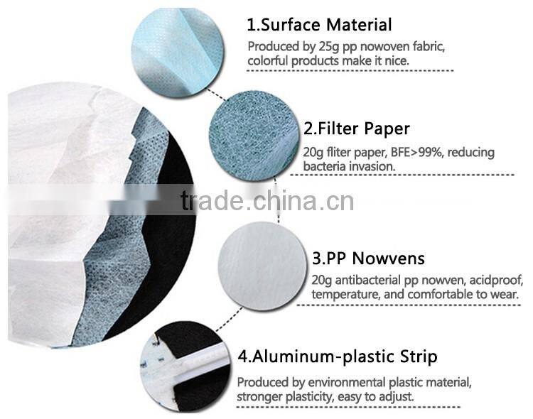 3 Layer Non-woven Fabric Disposable Surgical Dust Filter Ear Loop Mouth Cover Face Mask Yellow Color