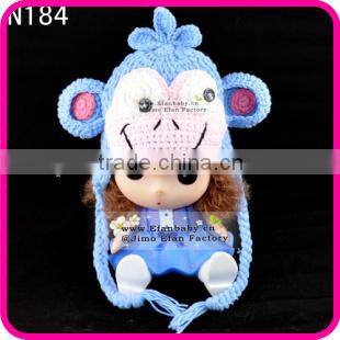 baby knitting winter hat in pig pattern