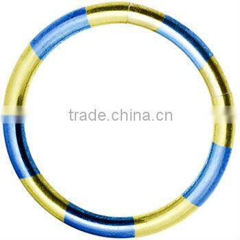 16 Gauge 3/8" Green Silver Stripe Anodized Titanium Segment Ring