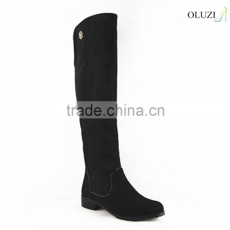 OLZ31 2015 new supplied round toe boots winter flat platform shoes fashion winter knee high flat boots