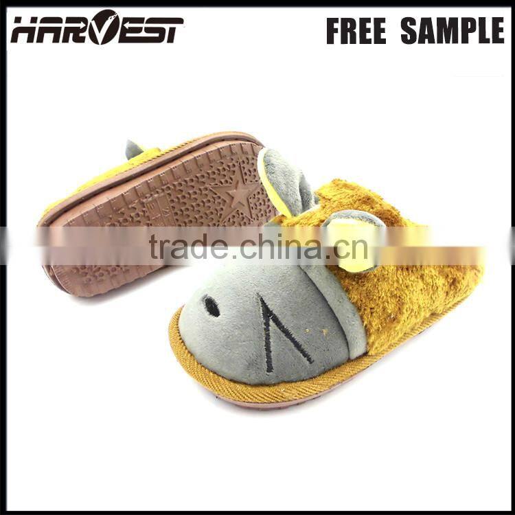 Washable cartoon slipper bedroom , solf plush animal slipper custom