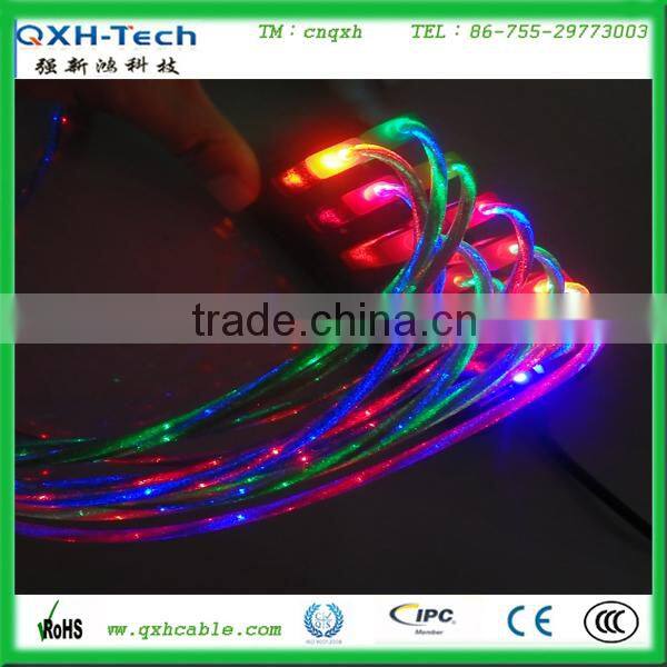 Hot selling glowing data cable for mobilephone