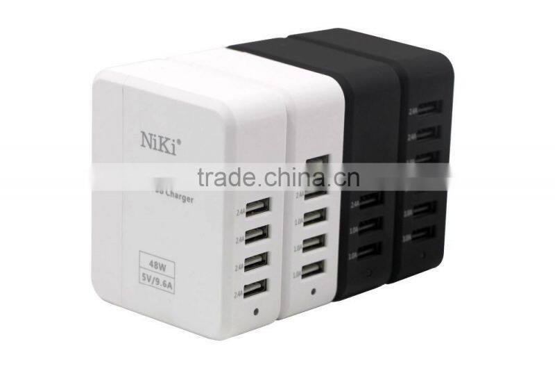 Travel 4 Ports 6.8A USB Hub Wall Charger for Tablet,iPad,Mobile Phone