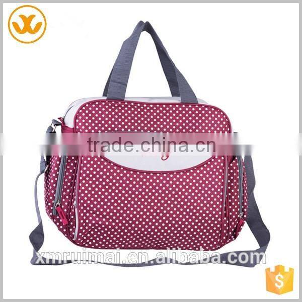 2016 New design printed waterproof baby customized tote leather diaper bag