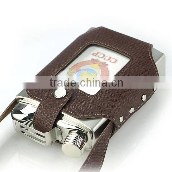 Hip Flask Holster Leather Flask Pouch.With portable outdoor hip flask