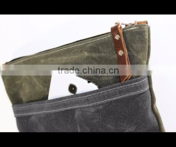 Custom high quality waxed canvas zippered pouch