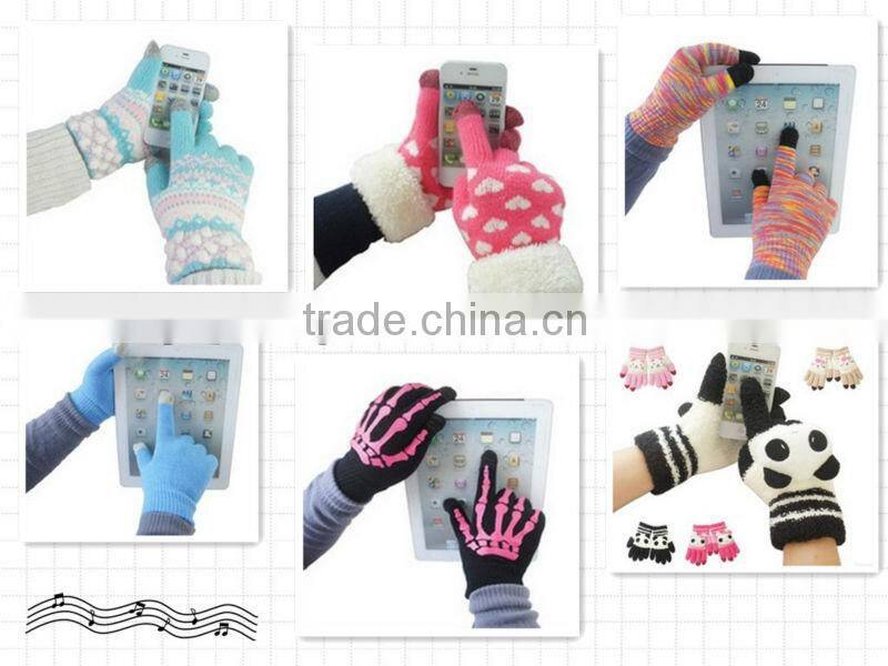 acrylic fibers iphone/ipad embroidery touchscreen gloves