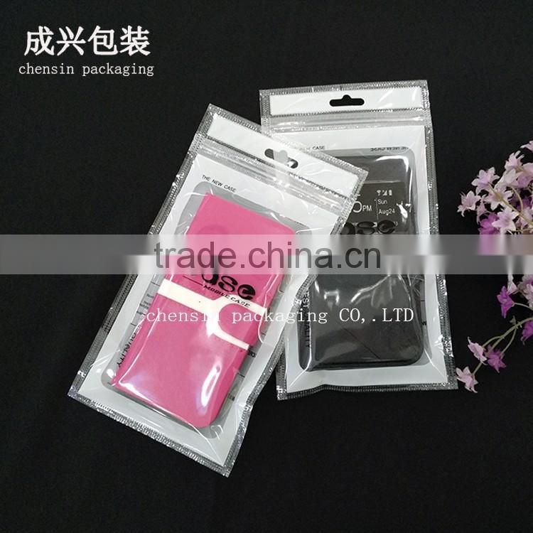 white printing plastic packaging for leather case/phone case packaging bag within zipper/rotogravure printing packaging