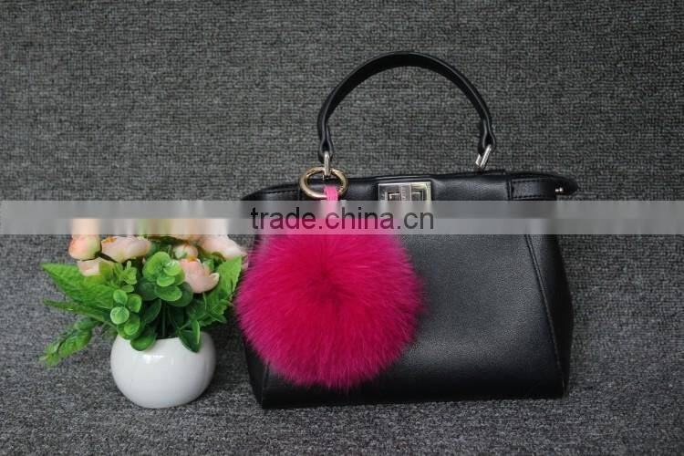 Real Natural Fox Fur Ball Pompom Keychain Hanging Accessory Pendant