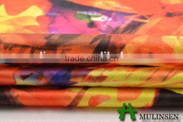 Shaoxing Mulinsen poly rayon sateen paper printing high quality floral fabric
