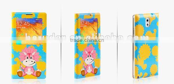 Animal cartoon print oem phone back for samsung note 3 leather case