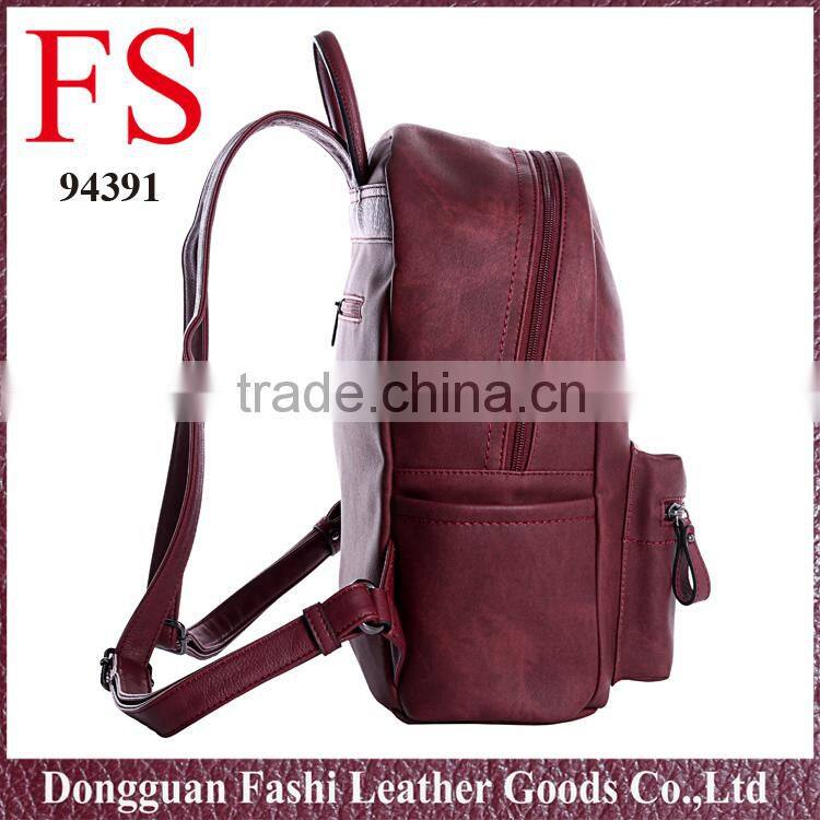 Vintage leather backpack women fashionable casual style PU backpack korean style