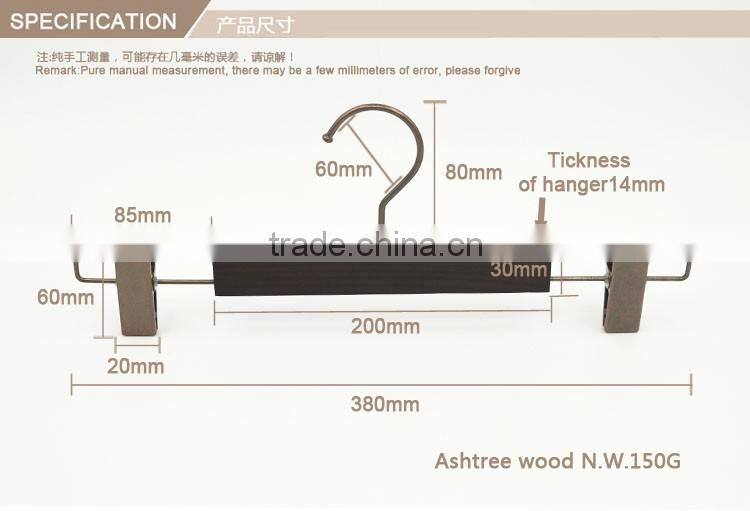 HRW-UT36GV hot sale black ashtree wood pant hanger wholesale