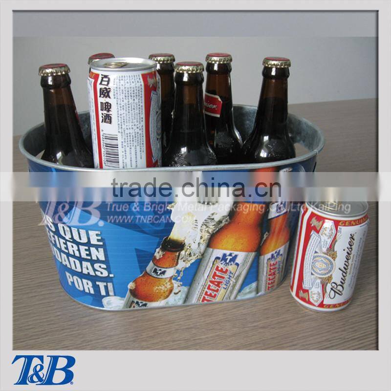 Custom Hotel Galvanized Inner Handles Oval Ice Bucket