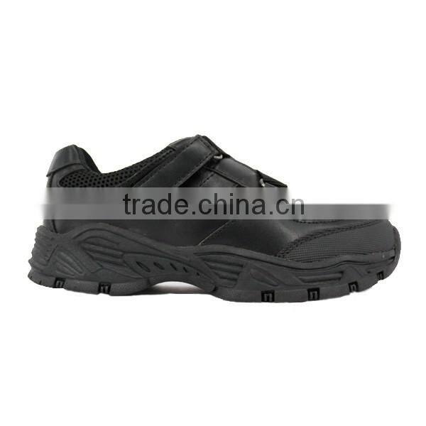 New Design Stylish Magic Sticker Breathable Children Black School Shoes