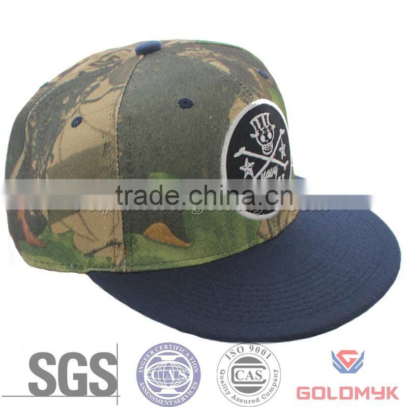 Forest camo adjustable cap in flat brim style with plastic closure