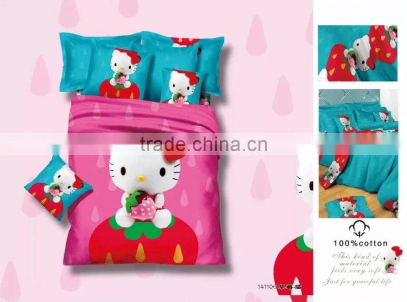 hello kitty children room decoration 3-4pcs 100%polyeter bed sheet pillow cover bedding set