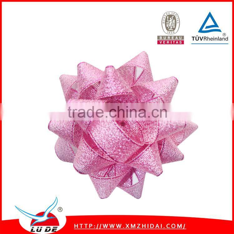 2016 Fancy gift ribbon bows Assorted colors metallic star bow for christmas decoration