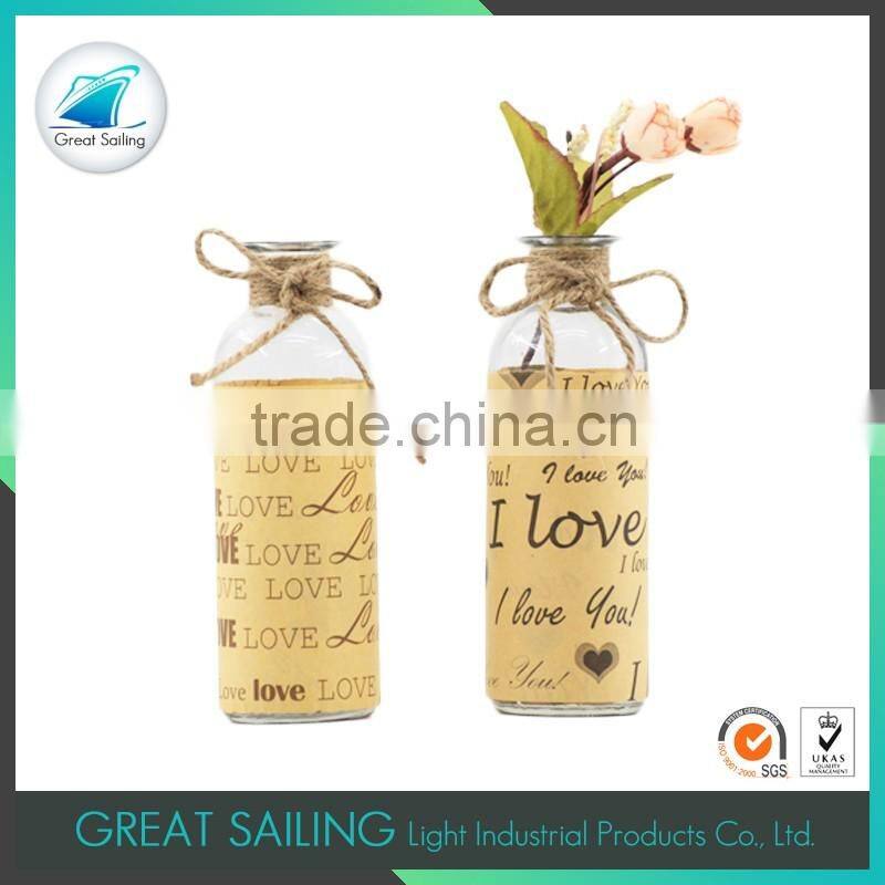 new style paper coated decorated flower glass vase