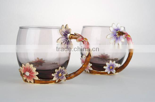 popular daisy design pewter enamel water cup roro brand