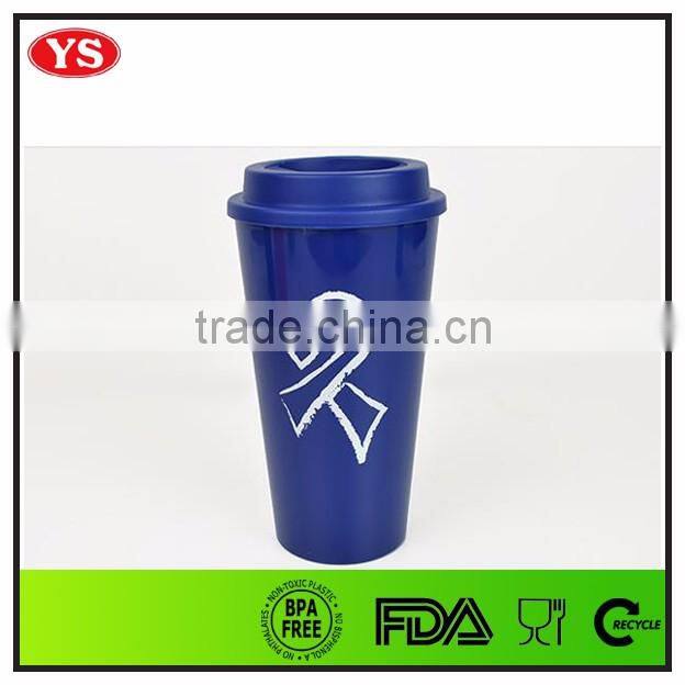 FDA , LFGB certification 16 ounce Insulated plastic starbucks coffee mug with pp lid