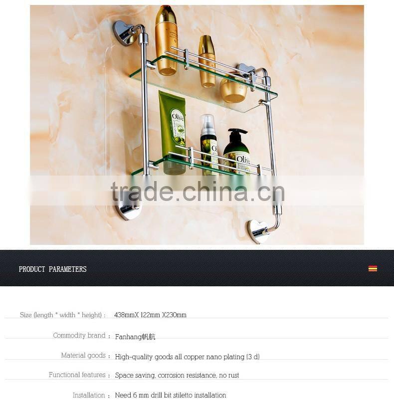20702 bathroom accessory heart Double glass shelf hotel use modern kitchen