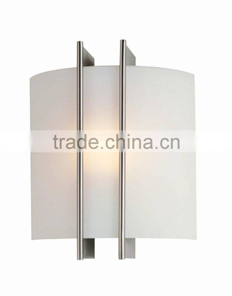 Polished Steel 60-watt Wall Sconce with Frost Glass Shade