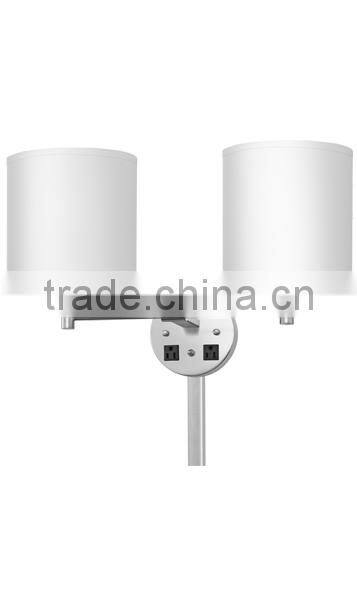 hot selling UL CUL ETL certification brushed nickel power outlet hotel wall lamp for USA Canada Mexico