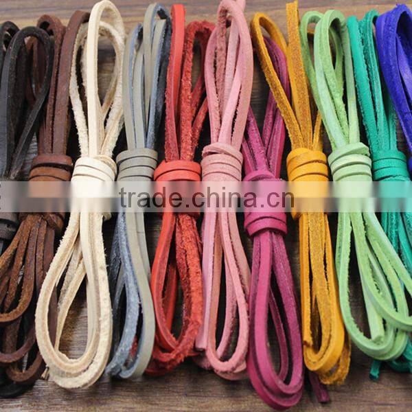 Best quality 10mm flat real leather cord for pet collar chain bracelet necklace flat leather string