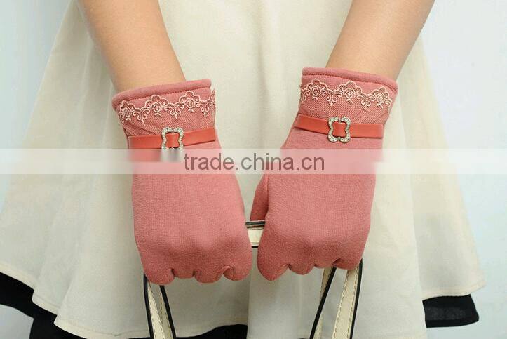 2016 5 Colors New Women Ladies Winter Warm Vintage Touch Screen Lace Gloves for women