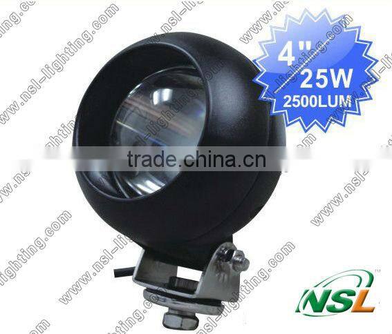 Super bright 10~30V LED Working Light 25W Round spot beam IP68 For Mining Truck boat offroad vehicle headlight foglight