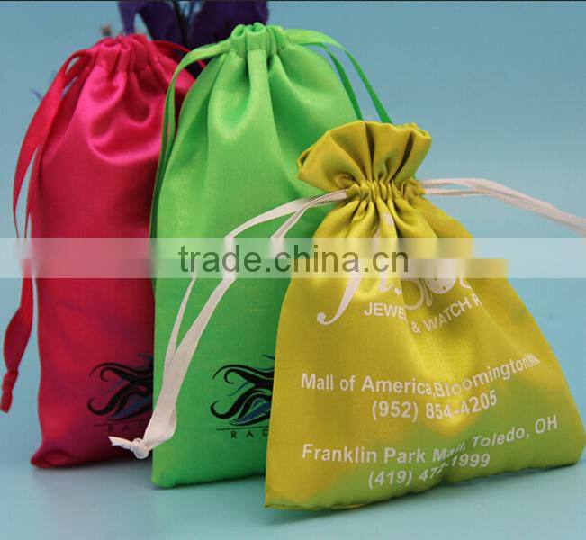 China luxury colorful satin hair bundles packing pouch