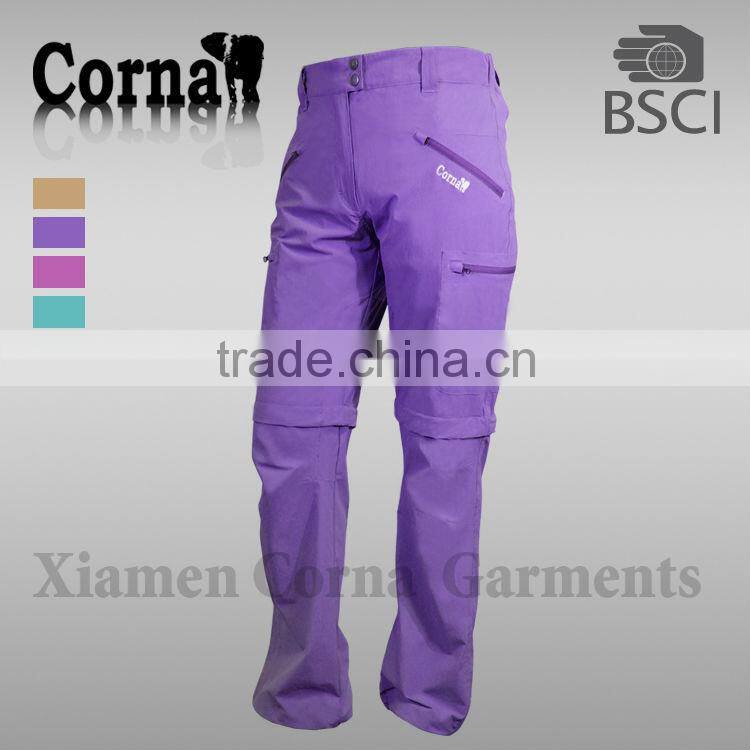 2016 new design women quick-dry and zip off cargo pants in xiamen