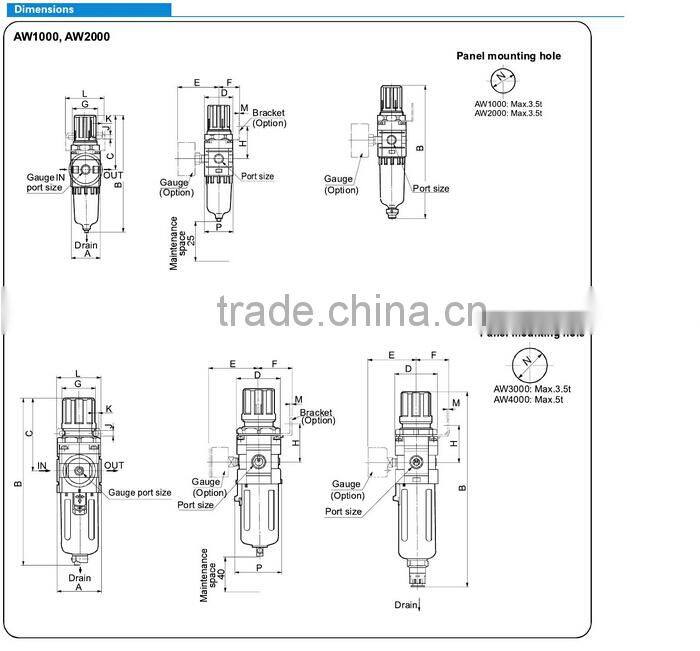SMC Standard AW Series Pneumatic Air Filter&Regulator AW